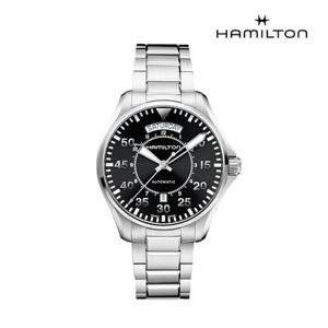 [해밀턴]H64615135 카키 파일럿 오토 데이데이트 42mm 블랙 메탈 남성 시계