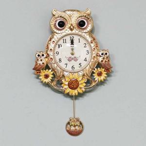 해바라기부엉이-추 금도금 무소음 벽시계