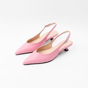 [신난다슈] 여성 슬링백 힐 4cm 스틸레토 슬링백 구두 샌들 펌프스 브이컷 FL251497 핑크