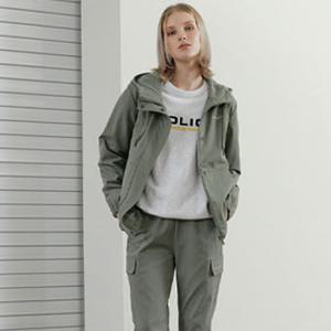 폴리스 여성 우븐 카키 자켓 P3JK304WKHA
