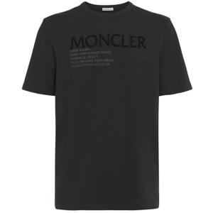 25 FW 몽클레어 와펜 로고 슬리브 플록 텍스트 블랙 반팔 티셔츠 8C00042 8390T 999