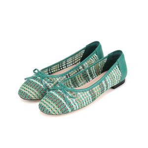 [바바라(슈즈)]바바라 리본 망사 패브릭 플렛슈즈BBI138_GN