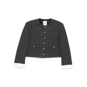 산드로 체크 프린트 크롭 재킷 SFPVE01201