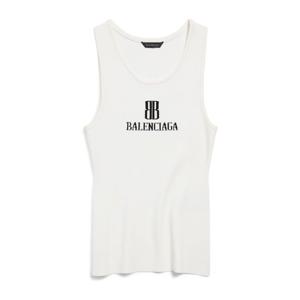 발렌시아가 화이트 슬리브리스 로고 탑 835500 T52319040