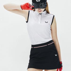 [화이트볼] 여성 메쉬테이프 카라 민소매 골프 티셔츠 WH_WB21SUWT02WH