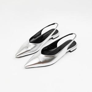 [신난다슈] 여성 슬링백 힐 2cm 스틸레토 플랫 슬링백 구두 펌프스 발편한 LO251147 실버