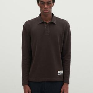 쵸코브라운 한기장 옆튀임 Y에리 솔리드티셔츠  MUEAL4F8301