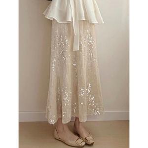 [예쎄][예쎄] 스팽글장식 밴딩 플레어 롱 스커트 (S5SSK408A)