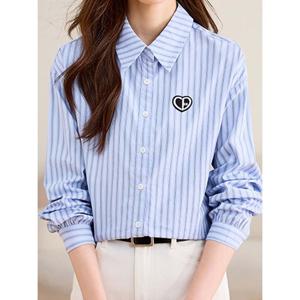 [예쎄][예쎄] 배색 하트패치 스트라이프 셔츠 (S5SBL013A)