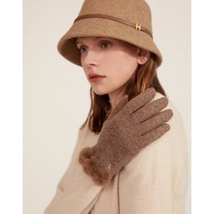 [헤지스]베이지 밍크퍼 장갑 HIGV5F007I3