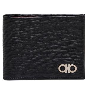 26 SS 페라가모 블랙 Gancio 간치오 로고 플라크 바이폴드 지갑 66A0660685