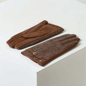 [닥스핸드백] 브라운 헤링본 패턴 울 스마트폰터치 장갑DCGV5F285W2