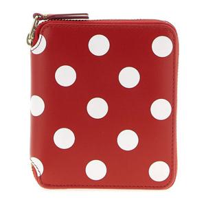 꼼데가르송 폴카 도트 가죽 지퍼 반지갑 SA2100PD RED