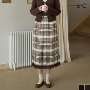 [ENC] 프린지 체크 롱스커트 (ENWH34T03V)