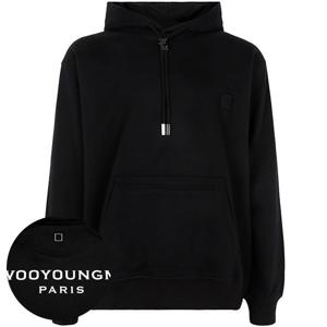 미세하자/우영미 25FW 블랙 백로고 후드 스웨트셔츠 W253TS37723B