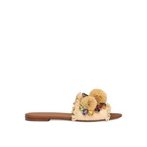 돌체앤가바나 폼폼 라피아 슬라이더 샌들 CQ0648AM447