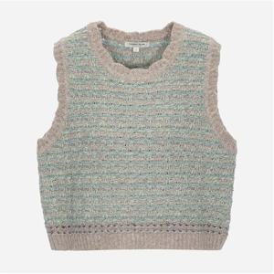 [써스데이아일랜드]멀티 컬러 트위드 니트 베스트 T258MVT253W