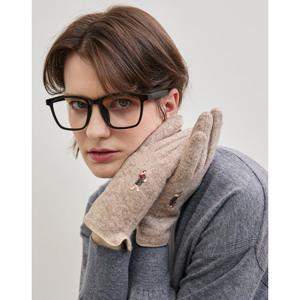 [선물포장+쇼핑백] [DCGV5F202I2]베이지 울 닥스훈트자수 스마트폰터치 장갑