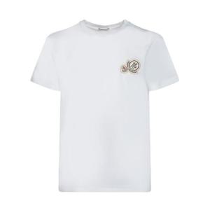 25FW 몽클레어 더블 로고 패치 코튼 티셔츠 8C000358390Y001 WHITE DOM