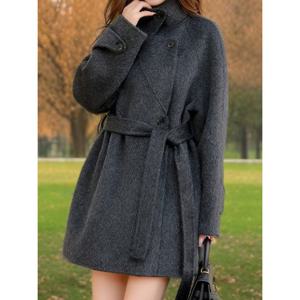 [예쎄](예쎄) 벨티드 하이넥 모직 하프코트(S5WCT057A)