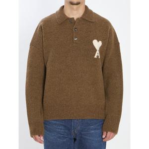 아미 AMI 드 쾨르 로고 울 폴로 스웨터 UPL408KN0135 217