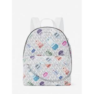 마이클코어스 슬레이터 임벨리시드 프린트 백팩 미디엄 - MK 시그니처 35R6S04B2V1999 옵틱 화이트