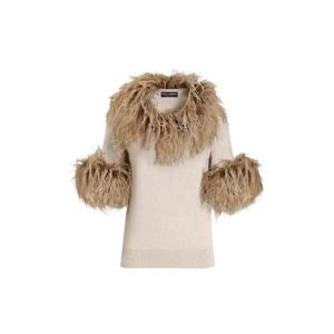 돌체앤가바나 페더 트리밍 캐시미어 탑 FXX49ZJBW1M