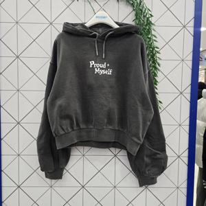 [에꼴리에]에꼴리에 주니어 데미지 피그먼트 크롭 후드티 26OT75