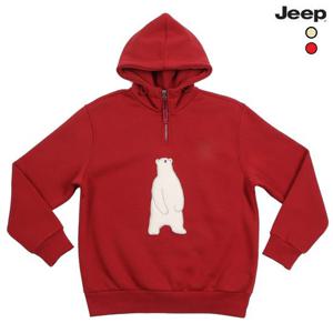 [지프]여성용 기모 곰 하프집업 후드티셔츠 (JP1THF211)