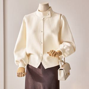 [커스텀에이블] 반하이넥 진주 퍼프 가디건_T2601CD005A