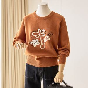 [커스텀에이블] 플라워 자수 라운드니트_T2601KN002A