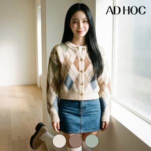 [애드호크]여성 클래식 아가일패턴 물 카디건(HC1GD50) 3 color