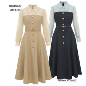 [미니멈]MD 쉬폰 슬리브 배색 플레어원피스 MD MMZAGWO1900_CJ