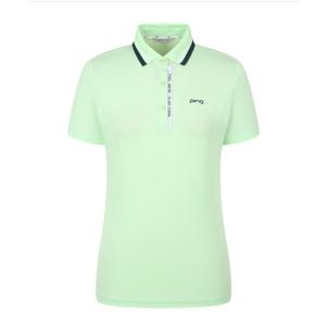 [핑]여성 카라 배색 반팔 티셔츠 121E2TO453_MT_IC