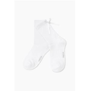 [베네통 키즈] 리본 골지단 양말 QCET01541IV_아이보리
