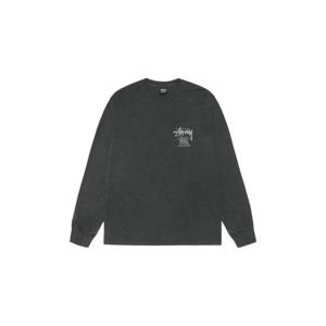 Stussy스투시 클래식 기어 피그먼트 다이드 롱슬리브 티셔츠 블랙 1995084