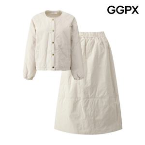 GGPX  노카라 패딩 점퍼 앤 스커트 셋업 (GQ1ST003F)