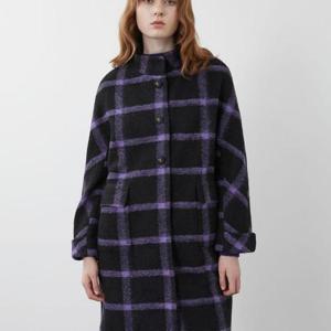 올리비아로렌 HC14 밴드넥 체크 코트 VOCEA3W9341