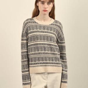 올리비아로렌 HC14 패턴 자카드 니트티셔츠 VVCBL4WA181