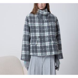 [듀엘]하이넥 체크 코트 D254MSG346