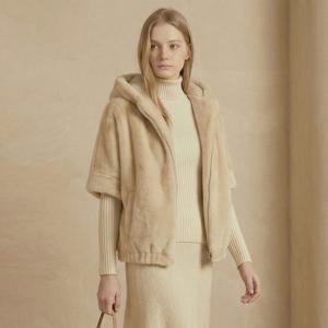 리오벨 케이시박 Faux 밍크 케이프 반후드 재킷