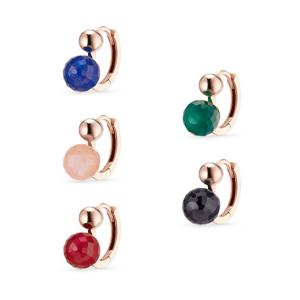 [도로시] 18k 트리 컬러볼 볼륨 링귀걸이(천연석)(5type)