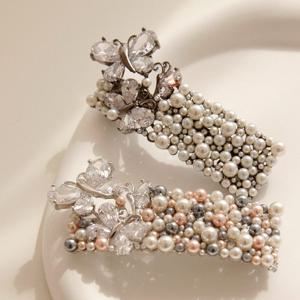 제이로렌 큐빅 나비 럭셔리 진주 자동 헤어핀 H01150