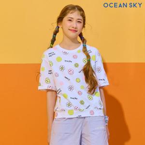 [오션스카이]여아 스마일 전판 반팔 티셔츠-DBJG5876D01
