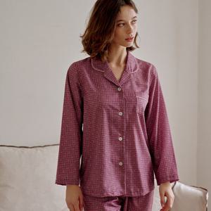 [비너스]모던한 스타일 면100수 체크나염 여성 실내복 파자마 세트 VPA4462W