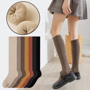 [6켤레세트/상시가 9,900원]여성용 따뜻한 베이직 통파일 겨울 니삭스 방한 양말
