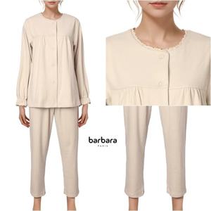 [바바라(언더웨어)](이월) 레이스 베이지 극세사 긴팔 여성잠옷AWP4993R