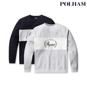 [폴햄]남성 더블니트 블록 오버핏 맨투맨(PHF1TR1030)