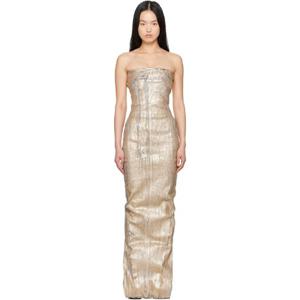 25 FW 릭오웬스 여성 골드톤 할리우드 뷔스티에 데님 가운 251232F055004