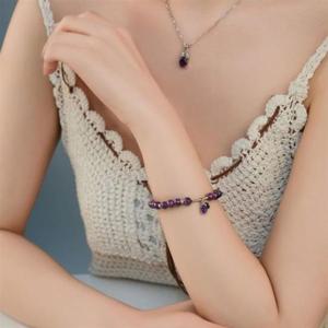 시후주얼리 클로버 LS068Bc 원석 팔찌 자수정 자수정 2월탄생석팔찌